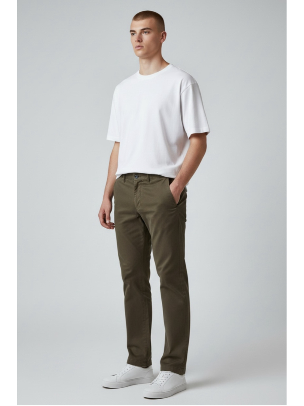 Men's Perk Slim Fit Stretch Chinos Pants Green Waist 35